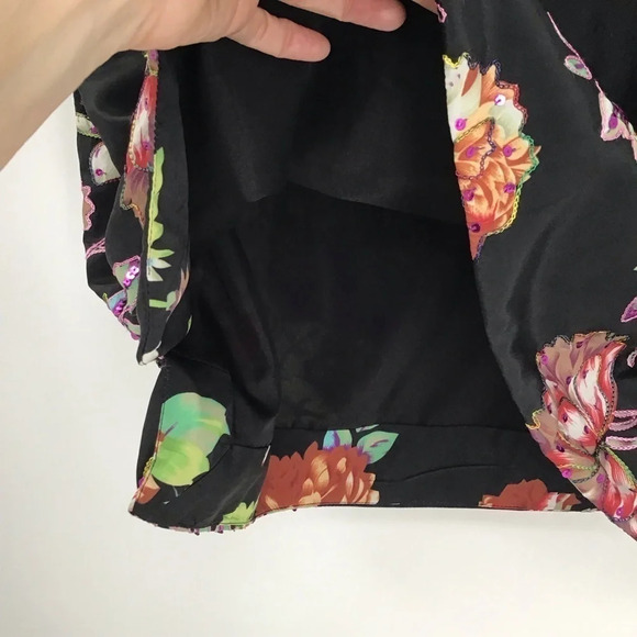 Soft Surroundings Embroidered Sequined Floral Print Straight Skirt Size L - Picture 6 of 8